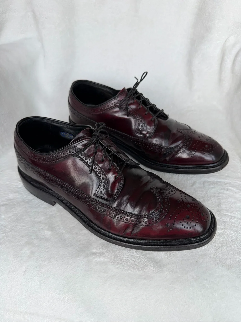 Vintage Hanover Masterflex Wingtip Oxford Men's Leather Shoes Burgundy 8.5